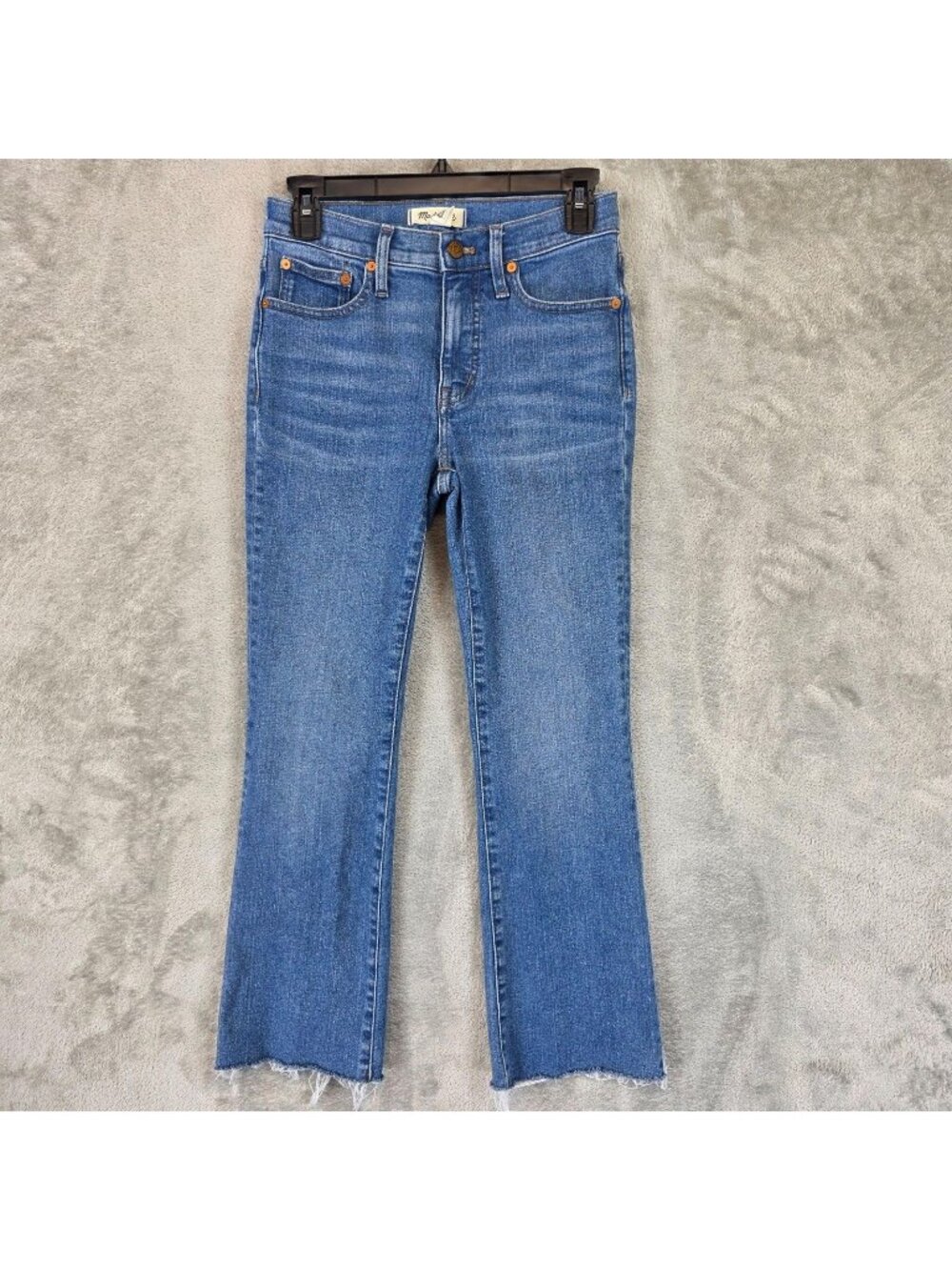 Madewell Mid-Rise Kick Out Jeans Womens 25 Blue Wash Crop Bootcut Stretch Denim